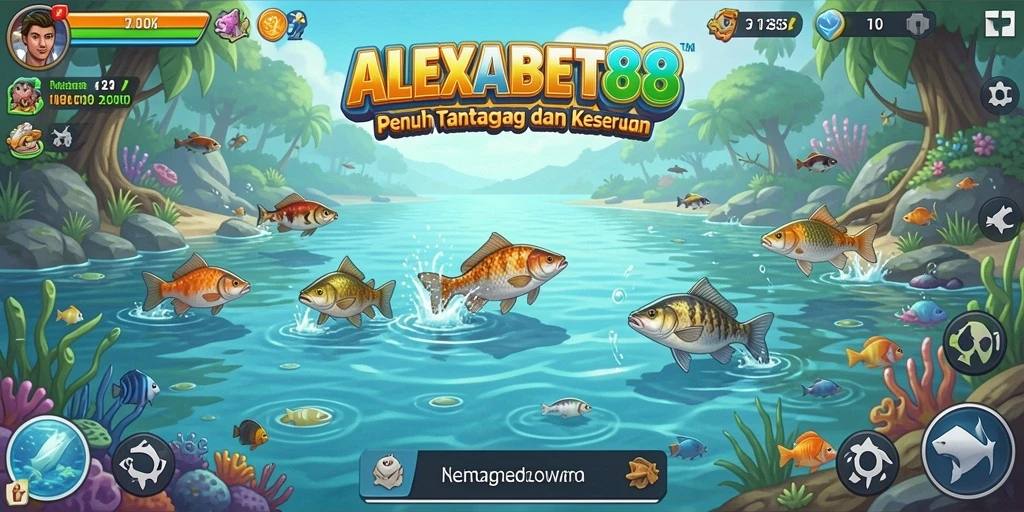 Screenshot gameplay ALEXABET88 dengan aksi memancing yang seru.