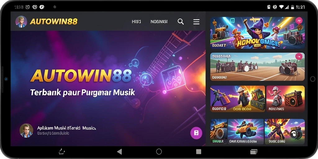 Tangkapan layar AUTOWIN88 menampilkan gameplay interaktif dengan berbagai alat musik.