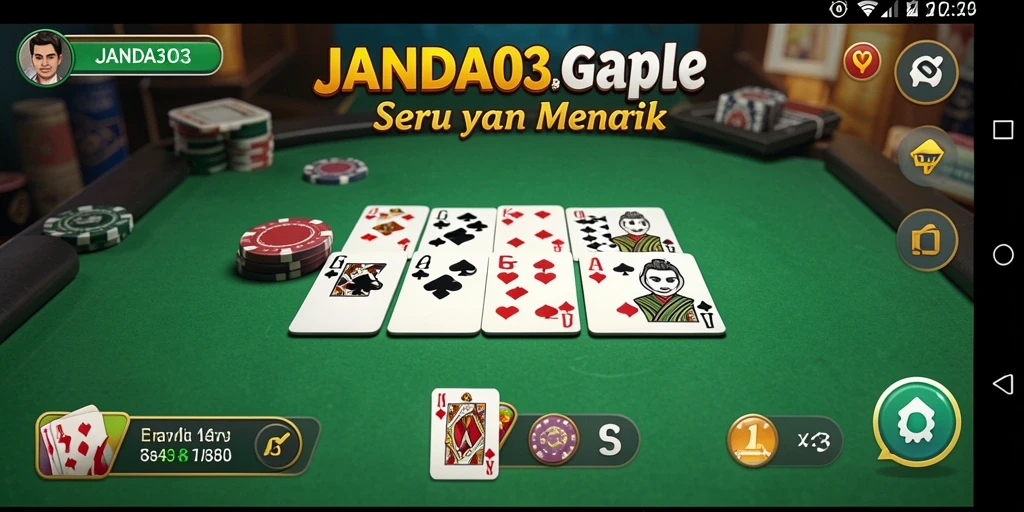Screenshot gameplay JANDA303 yang menampilkan suasana permainan Gaple.