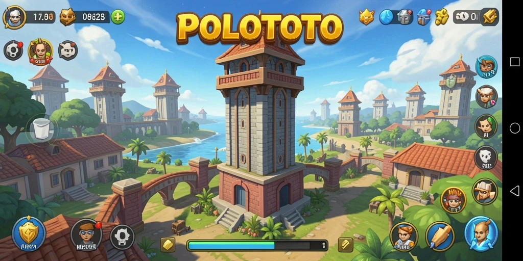 Gameplay seru di POLOTOTO dengan menara yang strategis.