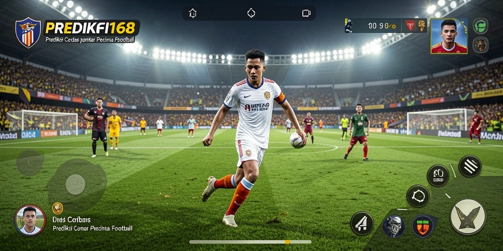 Tampilan gameplay PREDIKSI168 dengan analisis dan statistik pertandingan sepak bola.