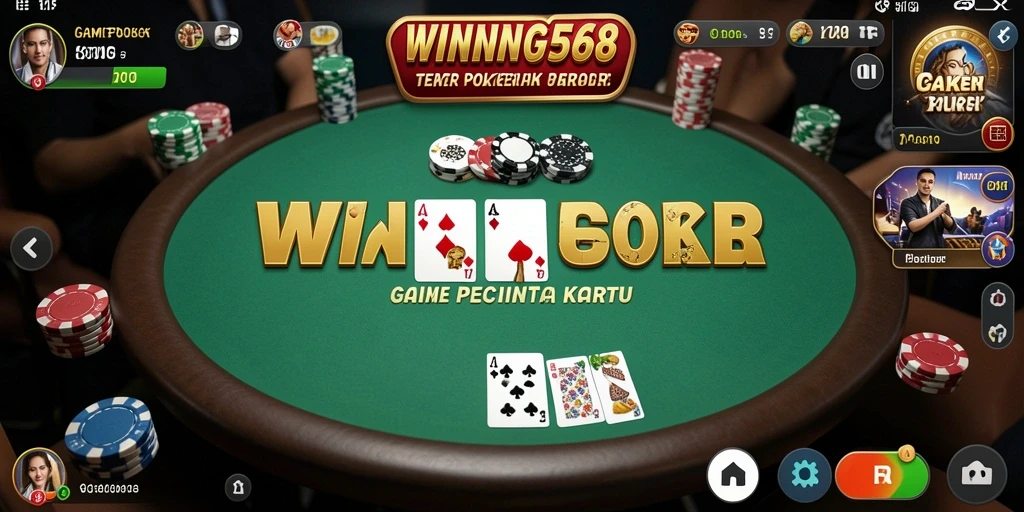 Tampilan gameplay poker yang seru dan interaktif di WINNING568.